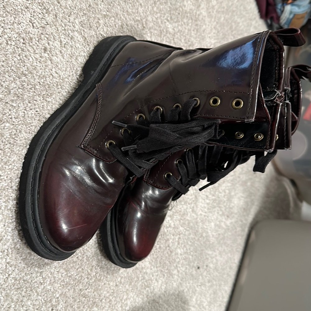 Maroon combat boots
